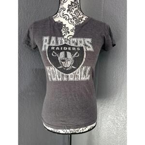 Women's NFL Las Vegas Raiders Blouse Top Short Sleeve Size Small Gray Football